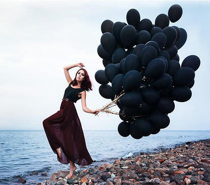 Black Latex Balloons 100 Pack 12 Inch Black Round Helium Balloons Party Balloons for Birthday Themed Wedding Graduation New Year Backdrop Decorations
