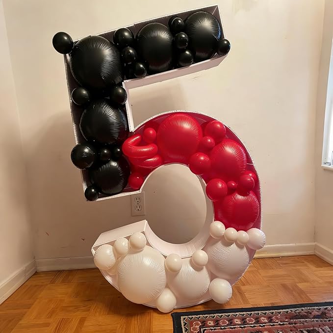 Red and Black Balloons, 60Pcs Red Black and White Balloons, 12in Black Latex Balloon for Birthday, Wedding, Baby Shower, Graduation Party Decorations