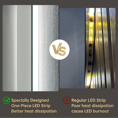 LOVESPEJO 24"x36" Backlit Mirror Bathroom, LED Bathroom Mirror with Motion Sensor, Fogless, Dimmable, 3 Color Changing, Shatterproof, Horizontal/Vertical