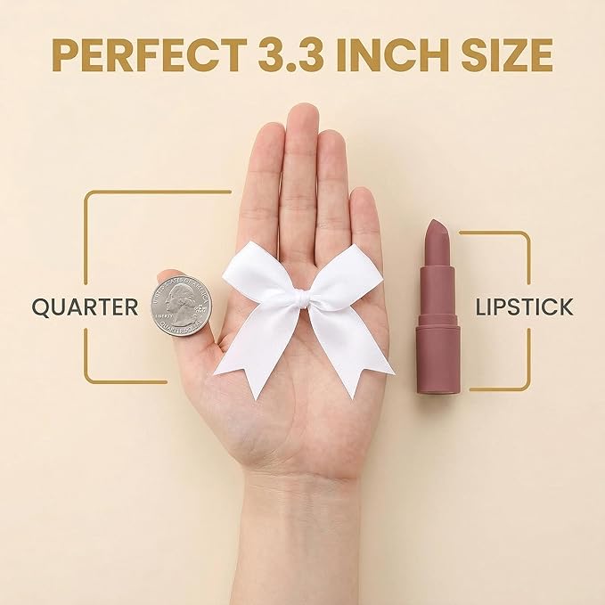 White Gift Wrap Bows – 100 Pcs 3.3 Inch Elegant Satin Bows for Wedding Decor, Graduation & Christening – DIY Crafts, Baby Shower, Christmas, Birthday, Party Decorations