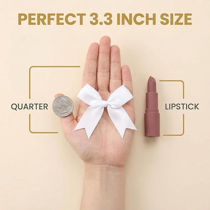 White Gift Wrap Bows – 100 Pcs 3.3 Inch Elegant Satin Bows for Wedding Decor, Graduation & Christening – DIY Crafts, Baby Shower, Christmas, Birthday, Party Decorations