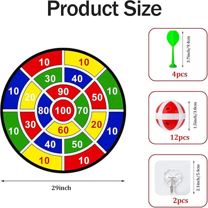 Large Dart Board Toys for Kids - 29'' Sticky Board with 12 Sticky Balls 4 Darts Indoor Outdoor Party Games Toys Easter Basket Stuffers Birthday Gifts for 3 4 5 6 7 8 9 10 11 12 Years Old Boys Girls