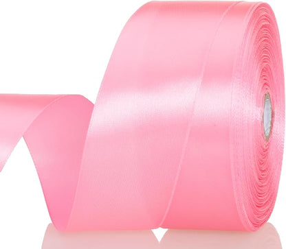 YASEO 1 1/2 Inch Flamingo Pink Solid Satin Ribbon, 50 Yards Craft Fabric Ribbon for Gift Wrapping Floral Bouquets Wedding Party Decoration