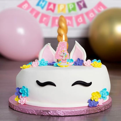 Birthday Candles - Number 4 Candle, 4th Birthday Decorations Girl, Pink Unicorn Candles for Cake Topper, Cartoon Theme Party Supplies