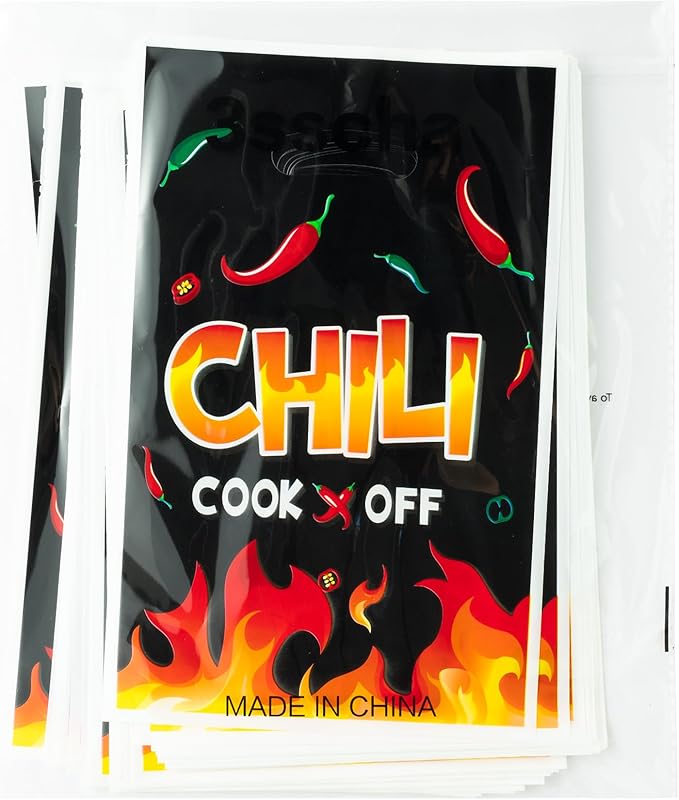 50Pcs Chili Fire Party Favor Bag - Cook Off Contest Plastic Waterproof Goodie Bag Chili Pepper Flame Contest Tasting Competition Cinco De Mayo Mexican Fiesta Birthday Party Festival Supplies