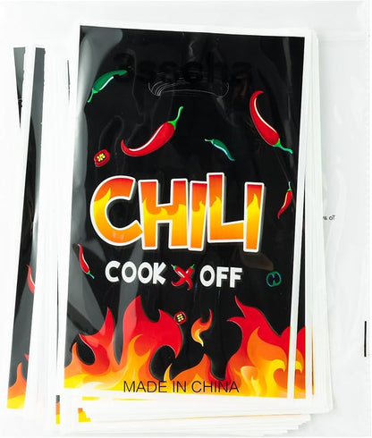 50Pcs Chili Fire Party Favor Bag - Cook Off Contest Plastic Waterproof Goodie Bag Chili Pepper Flame Contest Tasting Competition Cinco De Mayo Mexican Fiesta Birthday Party Festival Supplies