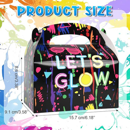 DjinnGlory 36 Pack Neon Color Printed Party Favor Treat Boxes, Small Thank You Gable Boxes for Fun Parties and Small Business 6.18x3.58x3.39 Inches