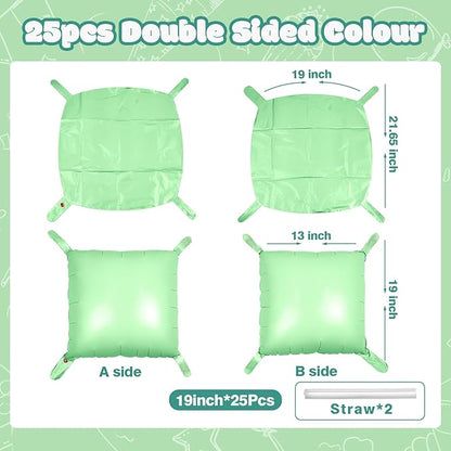 NISOCY 25PCS Pastel Green Square Foil Balloons Wall Backdrop Double Sided Macaron Green Balloons Arch Kit for Birthday Easter Baby Bridal Shower Anniversary Wedding Gender Reveal Party Decorations