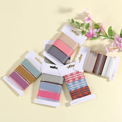 BEEFLYING 3 Styles Wire Edged Ribbons for Gift Wrapping, 25~28mm×2.7m Fabric Ribbons for Wedding Party Decoration Hair Bows Flower Bounquet Sewing and Craft, 9 Yards