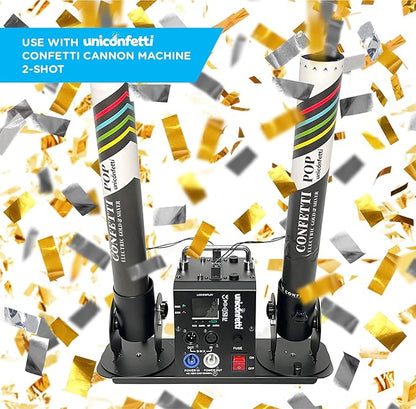 Electric Confetti Cannon Cartridges, 4pcs. - 16" Gold & Silver Confetti Poppers for Weddings, Parties, Events | Requires 2-shot/4-shot Machine to Activate