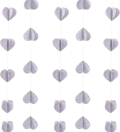 4 Pack Heart Shaped Book Pages & Newspaper Bunting Strand String Banner Wedding and Christmas Garland Decorator (White Heart)