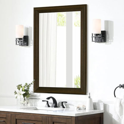 CULER Rustic Wood Wall Mirror for Bathroom,Rectangle 24 x 36 inch Hanging Black Mirrors with Wooden Frame for Living Room,Bedroom,Entryway(Dark Walnut)