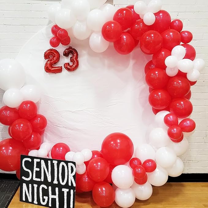 Red White Silver Balloon Garland Kit - 122PCS Red White Balloons Red Silver Balloons for Birthday Wedding Anniversary Bridal Shower Bride To Be Graduation Party Decorations