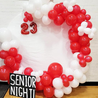 Red White Silver Balloon Garland Kit - 122PCS Red White Balloons Red Silver Balloons for Birthday Wedding Anniversary Bridal Shower Bride To Be Graduation Party Decorations