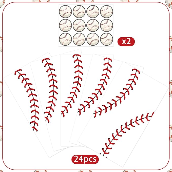 Fowecelt 24 Packs Baseball Gift Bags Baseball Goodie Snack Candy Paper Treat Bag with Stickers for kids Boys Girls Birthday Party Favor Baby Shower Sclool Classroom Team Decoration Supplies
