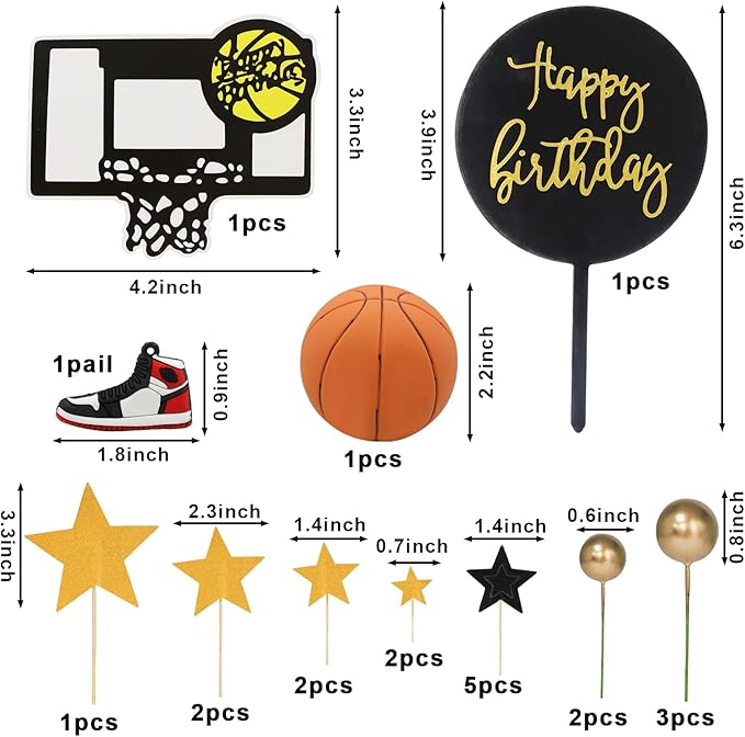 Basketball Cake Toppers 21pcs Basketball Theme Cake Decorations for Sports Basketballs NBA March Madness Jordan Party Supplies