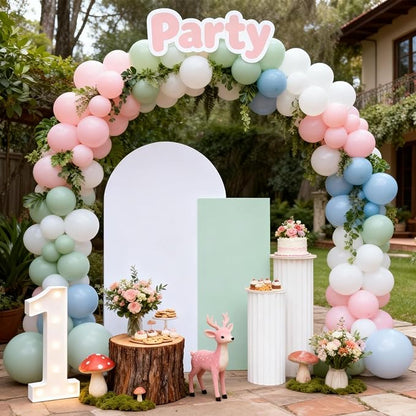 Pastel Blue Green Pink White Balloons, Muted Rainbow Dusty Pink Blue Sage Green White Latex Colorful Balloons for Boho Wedding Birthday Baby Shower Gender Reveal Woodland Floral Fairy Party Decor
