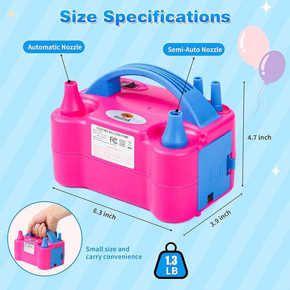 Electric Balloon Pump, Portable Electric Balloon Blower Machine Balloon Air Pump Dual Nozzle 110V 600W Balloon Inflator for Party Decorations