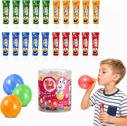 20 PCS Blow Plastic Bubbles Toy Kit, Large Bubble Balloons for Kids, DIY Blow Bubble Balloons with Straws, Colorful Plastic Bubble Toy, Party Favors, Classroom Rewards, Birthday Gift