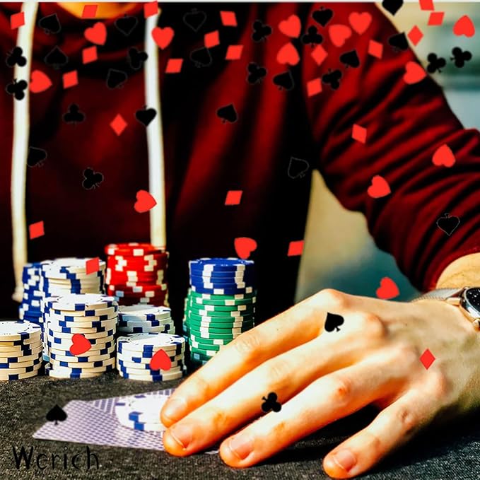 Werich Casino Poker Confetti Night Club Party Metallic Foil Table Scatters Wedding Birthday Baby Shower Bridal Shower Festival Theme Party Decorations Supplies, Black and Red