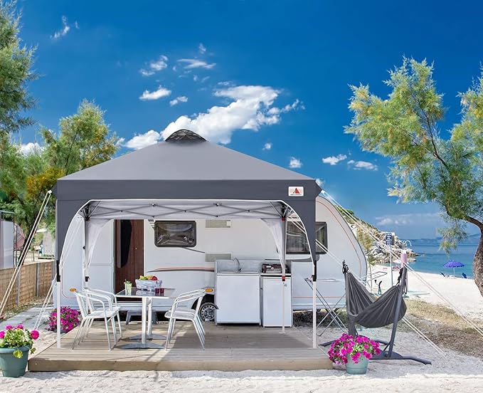 ABCCANOPY Outdoor Pop up Canopy Tent, 10x10 Instant Portable Canopy for Camping, Beach, Backyard, Dark Gray
