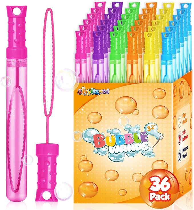36PCS Bubble Wands for Kids,Bulk Bubble Wand for Kids Party Favor, Bubble Maker for Party Favor,Birthday,Goodie Bags, Wedding, Carnival Prizes, Summer Outdoor Toy Gifts, Assortment 6 Colors