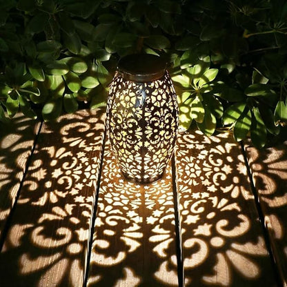 2 Pack Solar Lantern Lights for Hanging or Table Outdoor Solar Light for Patio Courtyard Garden (Silver-2pack)