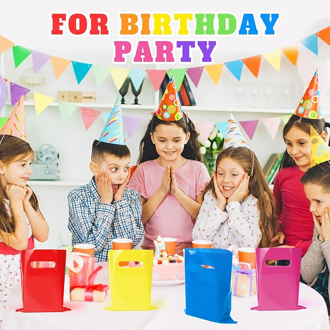 ANZNKU Red Party Favor Bags 100 Pcs, Goodie Bags Small Gift Bag for Kids Birthday Party, Wedding, Portable Treat Bag for Easter Candy, Goodies, Crafts(5.9x7.9 inch)