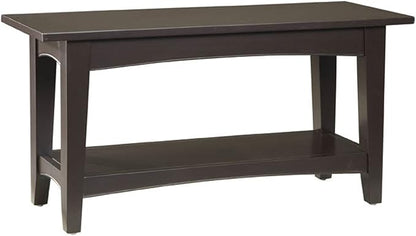 Alaterre Furniture Shaker Cottage Bench with Shelf, Chocolate