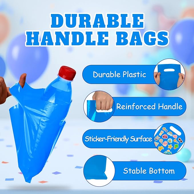 ANZNKU Blue Treat Bag 100 Pcs, Party Favor Bags for Kids Birthday Party, Wedding, Goodie Bags Small Gift Bag for Easter Candy, Goodies, Crafts(5.9x7.9 inch)