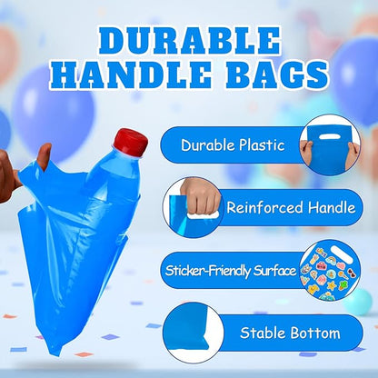 ANZNKU Blue Treat Bag 100 Pcs, Party Favor Bags for Kids Birthday Party, Wedding, Goodie Bags Small Gift Bag for Easter Candy, Goodies, Crafts(5.9x7.9 inch)