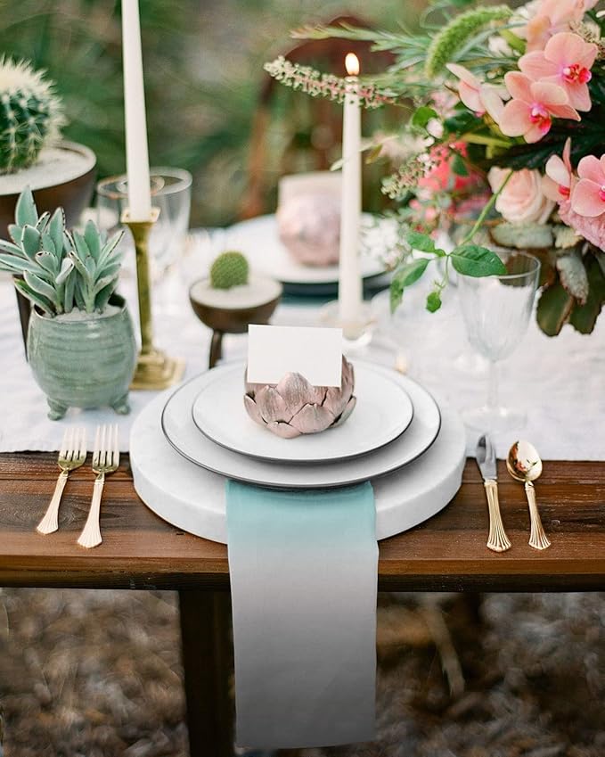 Cloth Napkins Teal Grey Ombre Set of 4 Dinner Napkins Paper Soft Durable Washable Table Napkin Turquoise Gradient Gradual Color Reusable Napkins for Family Dinners Weddings and Everyday Use 20x20 Inch