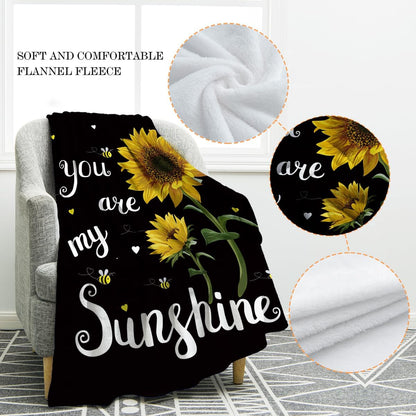 Jekeno Sunflower Gifts Blanket for Women Girls, Sunflowers Throw Gifts for Sunflower Lovers Adult Kids, You are My Sunshine Gift Blanket for Home Bed Couch