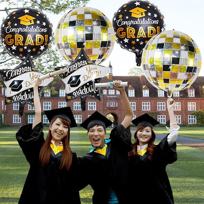 6Pcs Graduation Balloons Congrats Grad Balloons Class of 2026 Balloon for College High School Graduation Party Decorations