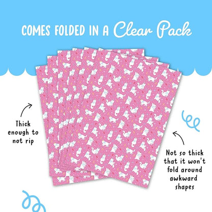Cat Wrapping Paper - Funny Cat Themed Gifts - 6 Giftwrap Sheets - Pink Gift Wrap For Christmas Birthday Baptism Baby Shower - For Girls Boys Men Women Son Daughter - Includes Tags - Recyclable
