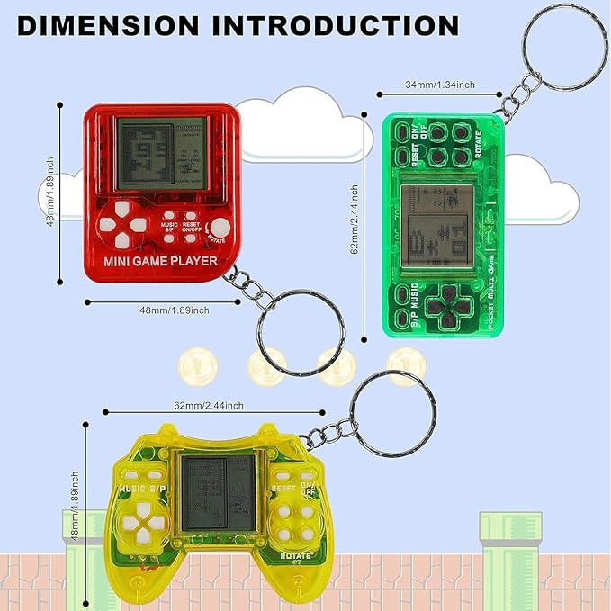18Pcs Video Game Party Favors, Mini Game Keychain Arcade Party Favors for Kids,Birthday Supplies Gaming Classroom Prizes for Boys and Girls