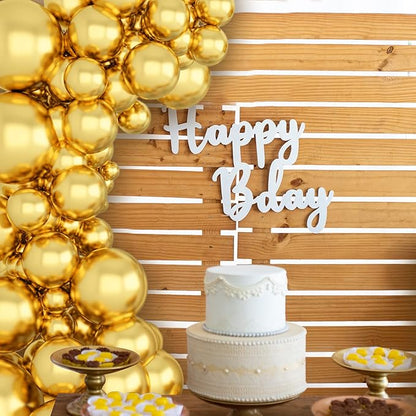 134Pcs Metallic Gold Balloons Different Sizes 5 10 12 18 Inch Chrome Gold Latex Balloon for Birthday Wedding Baby Shower.