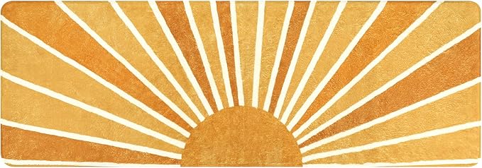 Lahome Boho Hallway Runner Rug - 2x6 Non-Slip Washable Laundry Room Rug Low-Pile Soft Throw Area Rugs for Bedroom Rainbow Sun Print Abstract Carpet Runners for Kitchen Entryway Bathroom Living Room