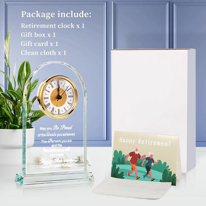 Retirement Gifts for Men/Woman - Premium Glass Retirement Clock, 2025 Happy Retirement Engraved Inspirational Gift for Retired Friends, Coworker, Boss, Leader, Employee Farewell Present (H R)