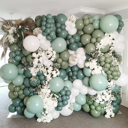 Awenztech 110pcs Sage Green Balloons, 18 12 10 5 inch Sage Green Balloons Different Sizes Balloon Arch Kit for Wedding Engagement Bridal Shower Baby Shower Birthday Party Decorations