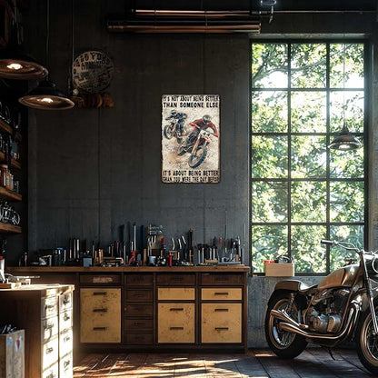 Motorcycle Tin Sign In The Darkest Hour When The Demons Come Metal Sign Motorcycle Poster Wall Decor Home Garage Bathroom Man Cave Office Bedroom Metal Plaque 12x16 Inch