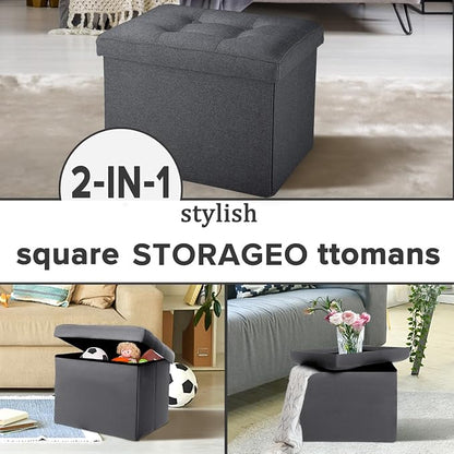 LINMAGCO Small Storage Ottoman Stool Foot Rest Stool Under Desk Stool Short