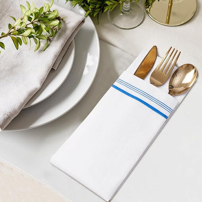 200 Linen-Feel Paper Hand Towels for Bathroom, Disposable Guest Towels, Soft and Absorbent Paper Towels Napkins Bulk for Dinner Parties Kitchen Wedding Graduation, 12" x 17"(Blue)