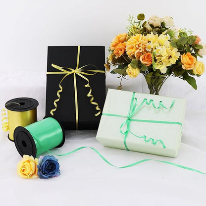 TONIFUL 500 Yards Curling Ribbon-Balloon Ribbon-Balloon String for Art&Craft Decor,Gift Wrapping,Ribbons and Bows for Christmas New Year Birthday Gifts Graduation Supplies (Green Gold)