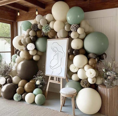 Green Brown Balloon Arch Double Stuffed Dusty Sage Green Brown Nude Neutral Beige White Sand Balloon Garland Kit Tissue Paper for Baby Shower Birthday Woodland Wedding Safari Little One Party Decor
