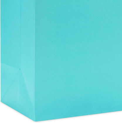 Hallmark 13" Large Birthday Gift Bag Bundle (3 Bags: Rainbow Confetti Cake, Plaid, Solid Teal Blue)
