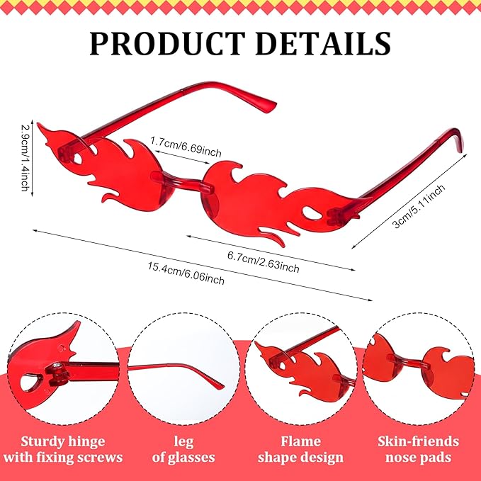 Tellegloww 10 Pairs Bachelorette Party Sunglasses 1 Heart 9 Fire Flame Shaped Sunglasses Fun Trendy Transparent Sun Glasses for Bride Bridesmaids Bachelorette Wedding Party Gifts