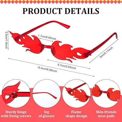 Tellegloww 10 Pairs Bachelorette Party Sunglasses 1 Heart 9 Fire Flame Shaped Sunglasses Fun Trendy Transparent Sun Glasses for Bride Bridesmaids Bachelorette Wedding Party Gifts