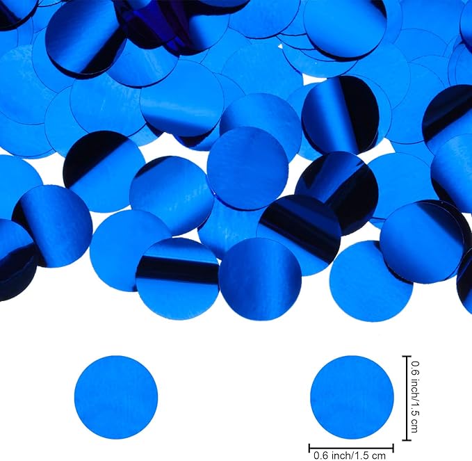 TecUnite Sapphire Blue Foil Confetti Round Tissue Paper Table Confetti Dots for Wedding Birthday Party Decoration Arts Craft DIY Scrapbooking, 1.76 oz (1.5 cm)