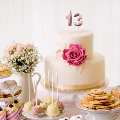 BBTO 13th & 31st Birthday Candles Number Candles Cake Topper Decoration for Birthday Wedding Anniversary Celebration Supplies(Rose Gold)